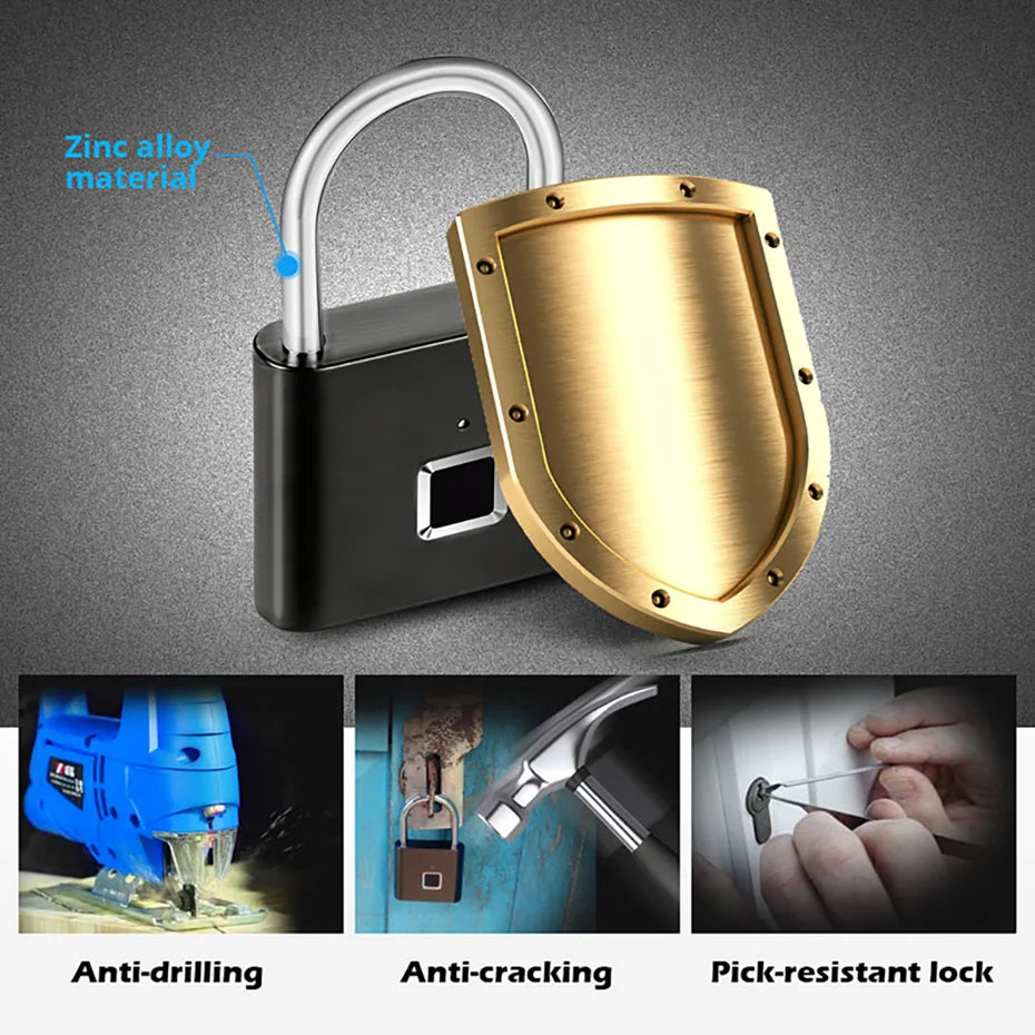 SecureLock™ Smart Fingerprint Padlock Canada | Keyless 
Waterproof Biometric Lock USB-C