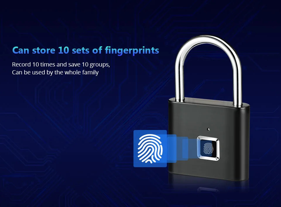 SecureLock™ Smart Fingerprint Padlock Canada | Keyless 
Waterproof Biometric Lock USB-C