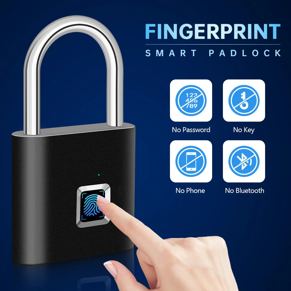 SecureLock™ Smart Fingerprint Padlock Canada | Keyless 
Waterproof Biometric Lock USB-C