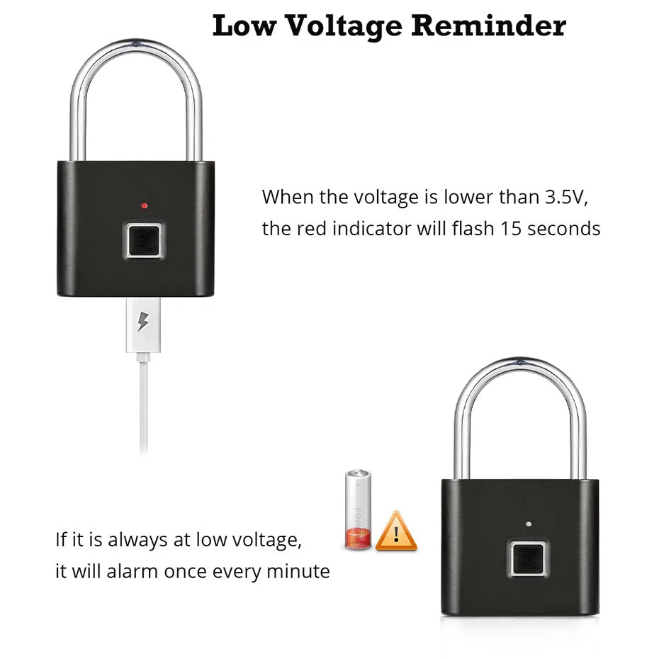 SecureLock™ Smart Fingerprint Padlock Canada | Keyless 
Waterproof Biometric Lock USB-C