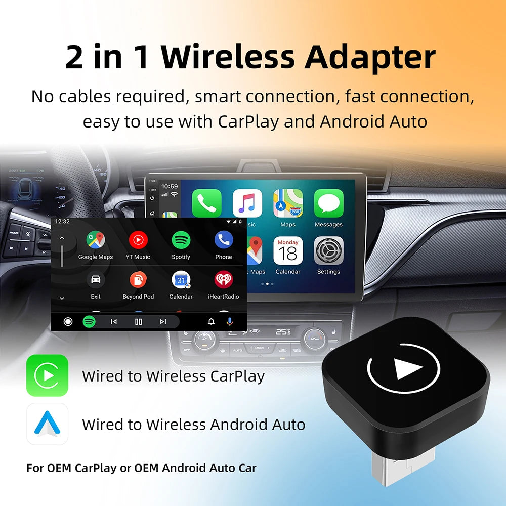 Pro Wireless CarPlay Adapter Canada | Plug & Play 
iPhone Android Auto