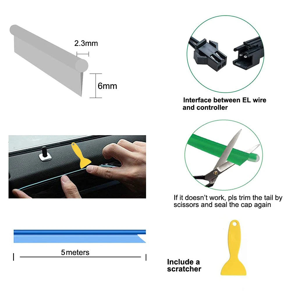 NeonDrive 5M Car Interior LED Strip Canada | USB RGB 
Ambient Light Car Decoration