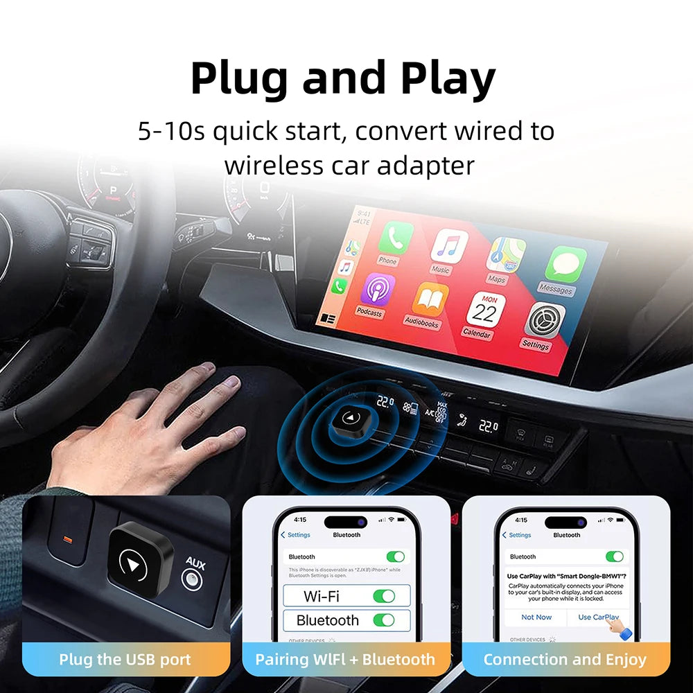 Pro Wireless CarPlay Adapter Canada | Plug & Play 
iPhone Android Auto